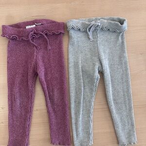 Zara Kids Ribbed Leggings - Purple and Gray